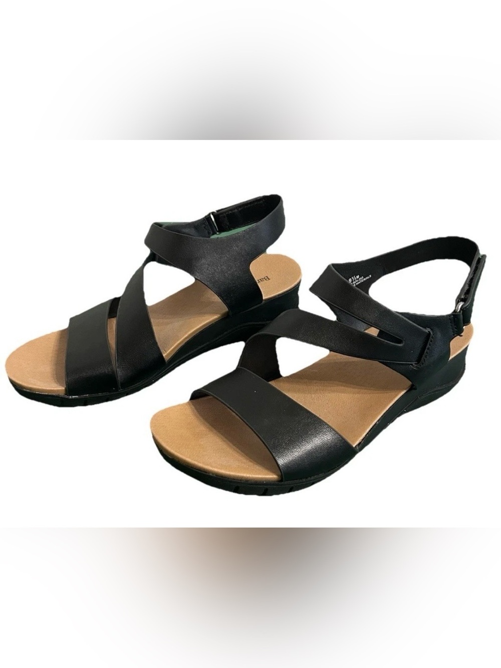 Baretraps Caley Women’s 9.5M Strappy Sandals Wedge Heel Black Comfort Slingback